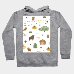 Autumn Seamless pattern of boar, piglets family Hoodie